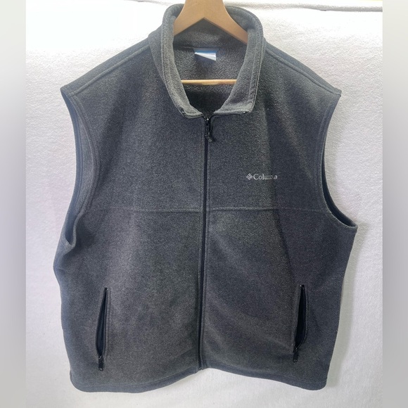 Columbia Fleece Vest Jacket Mens XL outerwear Gray Soft Casual Performance 1866 - Picture 1 of 8